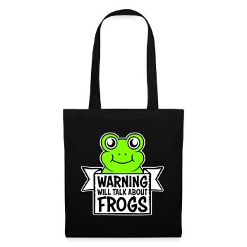 Avertissement : parlera des grenouilles, grenouille, animal drôle. - Sac en tissu - noir - Devant