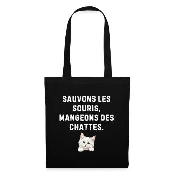 Sauvez les souris – humour chat drôle - Sac en tissu - noir - Devant