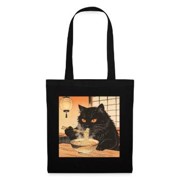 Cute Cat Ramen Noodles Japan Wave Gift Retra - Tote Bag - black - Front