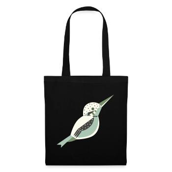 Martin-pêcheur de style géométrique avec pois L blanc - Sac en tissu - noir - Devant