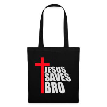 Jesus Saves Bro Funny Religious Saying Faith Logo - Tote Bag - black - Front