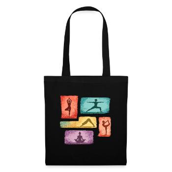 Yoga silhouettes in color blocks - Tote Bag - black - Front
