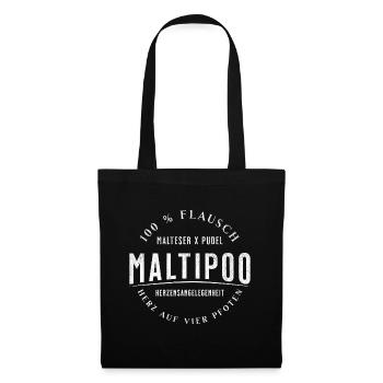 Maltipoo 100% Fluffy Heart on 4 Paws - Tote Bag - black - Front