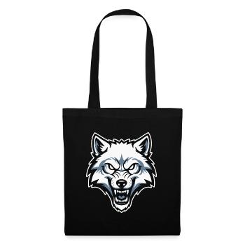 Wild Arctic White Wolf Maskottchen-Maskottchen-Logo - Stoffbeutel - Schwarz - Vorne