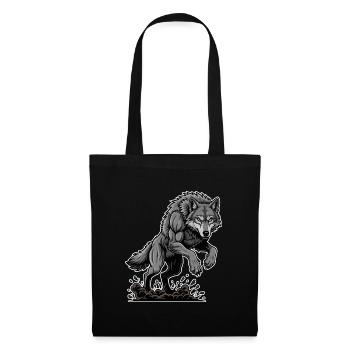 Werwolf Mighty Racing Maskottchen Wolf - Stoffbeutel - Schwarz - Vorne