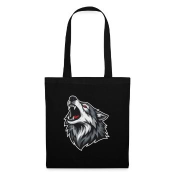 Wild Wolf Heult Rotaugen-Maskottchen Wolf Maskottchen - Stoffbeutel - Schwarz - Vorne