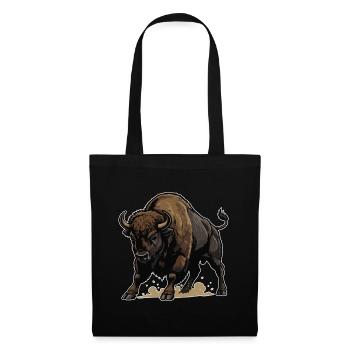 Wild Bison Charge Maskottchen Buffalo - Stoffbeutel - Schwarz - Vorne