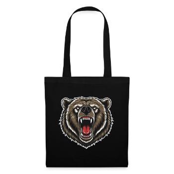Wild Grizzly Bear Anger Logo Maskottchen Bär - Stoffbeutel - Schwarz - Vorne