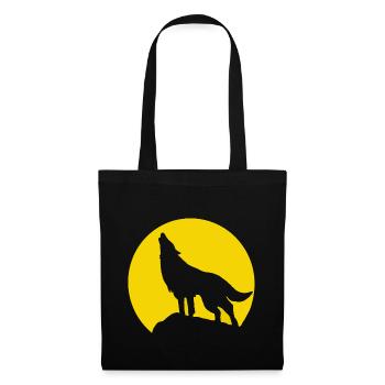 Mondsilhouette Wolfheulen - Stoffbeutel - Schwarz - Vorne