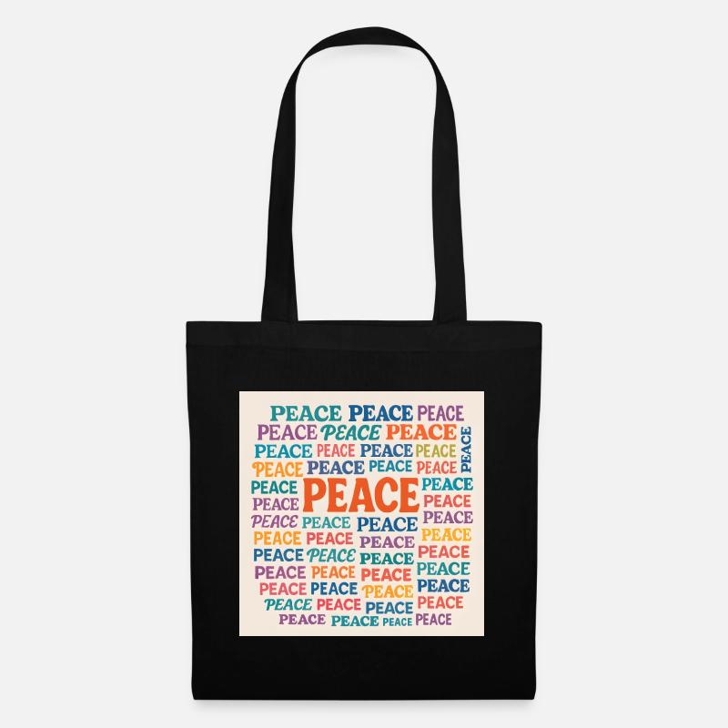 Peace Mosaic Farb-Typo Muster - Stoffbeutel - Schwarz
