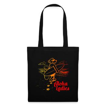 Aloha Ladies Surfer Hund Hawaii Style - Stoffbeutel - Schwarz - Vorne