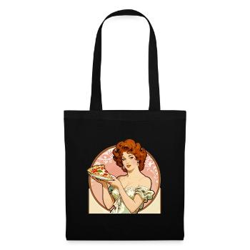 Pizza-Girl vintage Pin-Up dans le style Art nouveau - Sac en tissu - noir - Devant