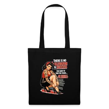 Pin-Up Retro Print: Success in Heels & Tattoos - Stoffbeutel - Schwarz - Vorne