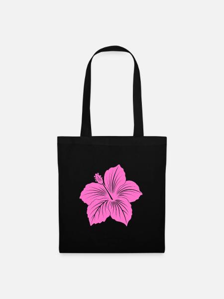 Hibiskusblüte - Stoffbeutel - Schwarz