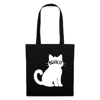 Hochzeit Katzen Braut - Stoffbeutel - Schwarz - Vorne
