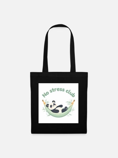 No Stress Club Panda in Hammock - Tote Bag - black