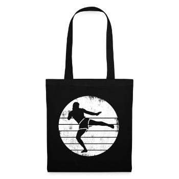 Dessin de kickboxeur - Sac en tissu - noir - Devant