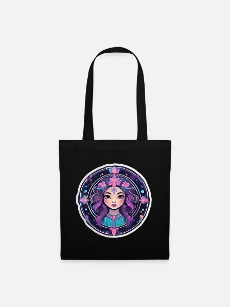 Florale Astralfrau - Stoffbeutel - Schwarz