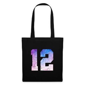 numéro 12 – Cadeau anniversaire 12 ans - Sac en tissu - noir - Devant