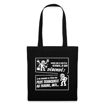 Retraité Surbooké (texte blanc) - Sac en tissu - noir - Devant