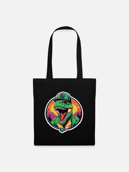 T-Rex Retro Sunset Cap - Tote Bag - black