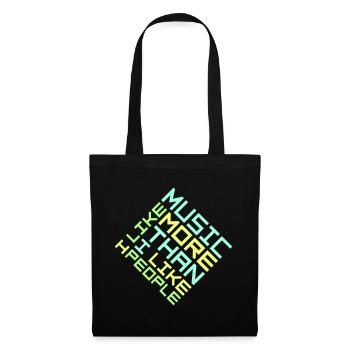 I Like Music More Than I Like People Lustig Musik - Stoffbeutel - Schwarz - Vorne