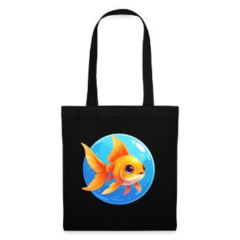 Poisson rouge - Sac en tissu - noir - Devant