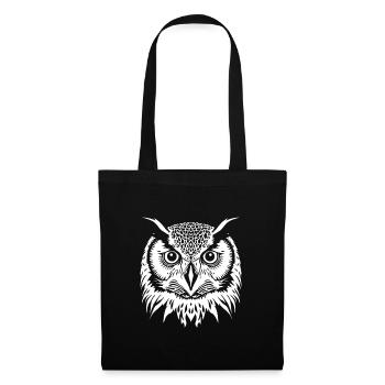 Mystic Owl Vision - Minimalist Japanese Night Art - Tote Bag - black - Front