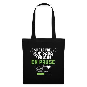 Pause Pixel Vert – Jeu Retro - Sac en tissu - noir - Devant
