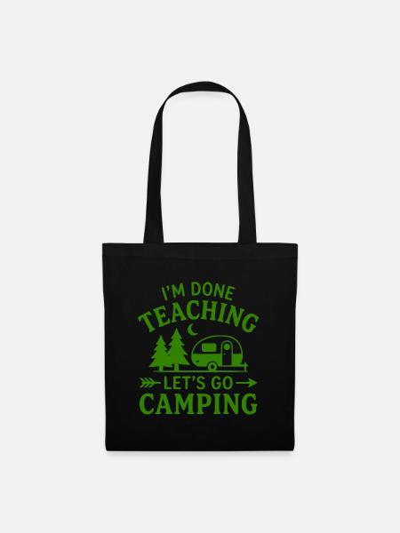 T-Shirt Retired Teacher Camping Caravan - Tote Bag - black