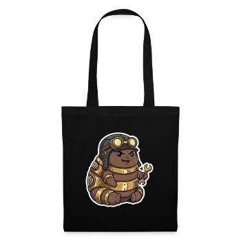 Chenille Steampunk Ingénieur Apprenti Laiton - Sac en tissu - noir - Devant