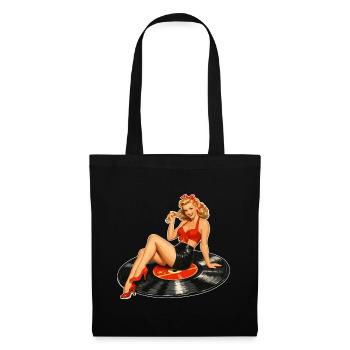 Pin-Up vintage sur vinyle : vinyle rétro - Sac en tissu - noir - Devant