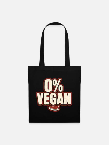 0% Vegan – Retro Statement - Stoffbeutel - Schwarz