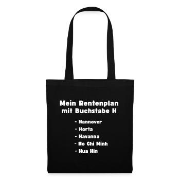Rentenplan mit Buchstabe H, Reise um die Welt - Stoffbeutel - Schwarz - Vorne