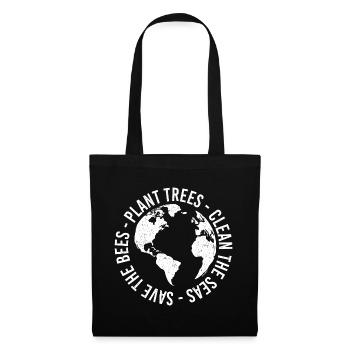 Plant Trees Clean Seas Save Bees - Tote Bag - black - Front