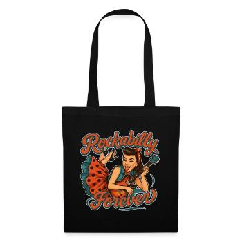 Rockabilly Forever : Rockabella à la guitare électrique - Sac en tissu - noir - Devant