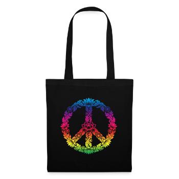 Peace Sign Floral Boho Style - Tote Bag - black - Front