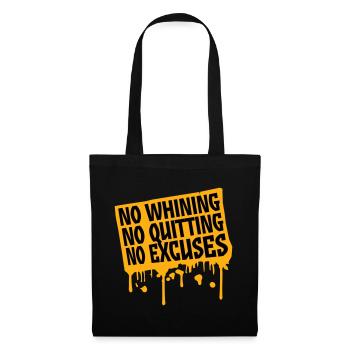 No Whining No Quitting No Excuses Gym Motivation - Stoffbeutel - Schwarz - Vorne