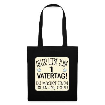 Erster Vatertag Papa Baby - Stoffbeutel - Schwarz - Vorne
