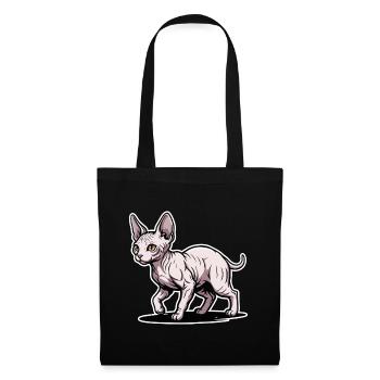 Chat Sphynx Sans Poil Marche Portrait Design - Sac en tissu - noir - Devant