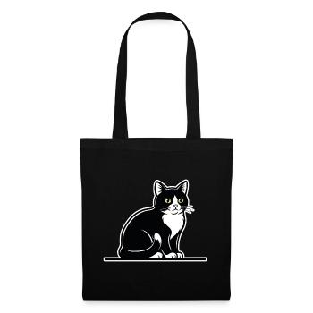 Tuxedo Cat Black and White Portrait Elegant Seated - Tote Bag - black - Front