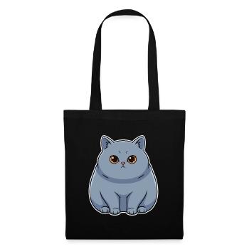 Blue Shorthair British Cat Cute Round Portrait - Tote Bag - black - Front