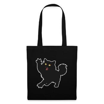Black Kitten Fluffy Long Haired Fun Portrait - Tote Bag - black - Front