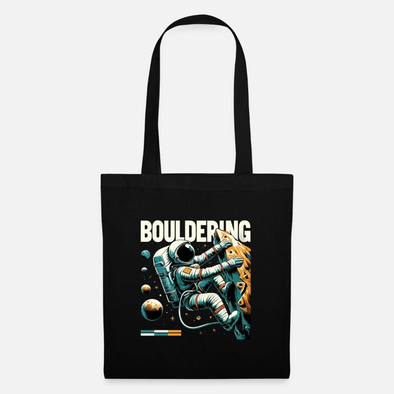 Astronaut Boulderung – Klettern im Weltall Design - Stoffbeutel - Schwarz