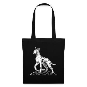 Chien Dogue Allemand Arlequin sur Rocher Géant - Sac en tissu - noir - Devant