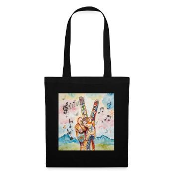 Tatouage de doigt de paix Art musical - Sac en tissu - noir - Devant