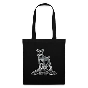 Chien Schnauzer sur Rocher Portrait Barbu Fier - Sac en tissu - noir - Devant