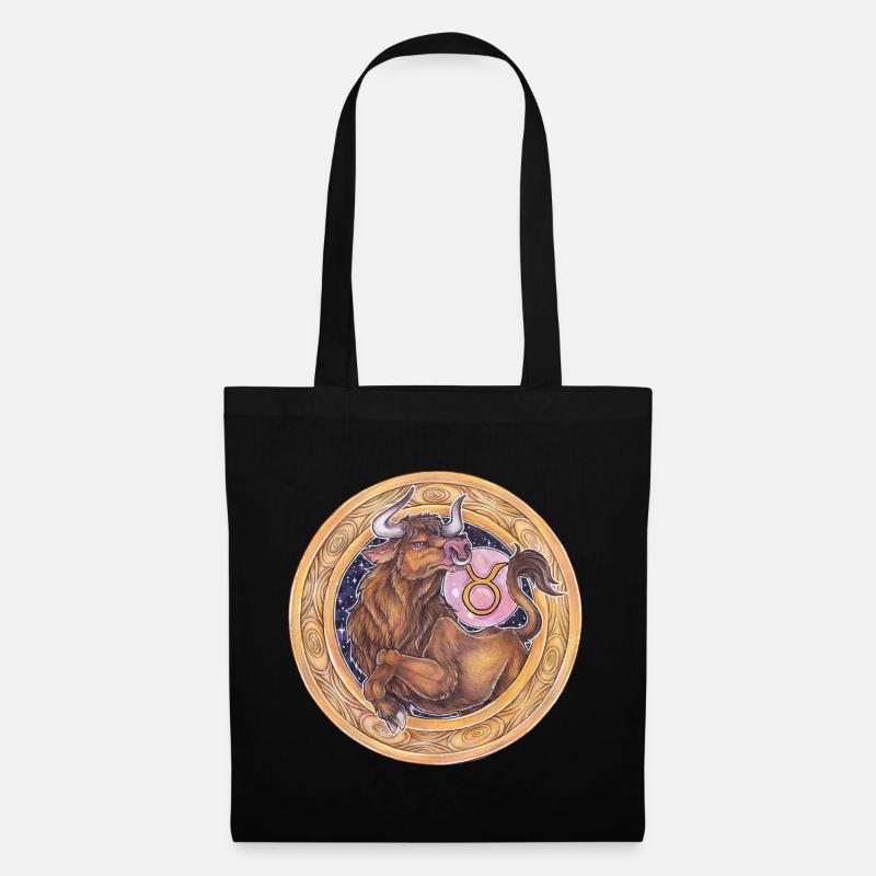 Zodiac Sign Sternzeichen Stier Taurus Geschenk - Stoffbeutel - Schwarz