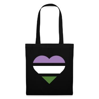 Drapeau de la fierté Cœur · Genderqueer - Sac en tissu - noir - Devant