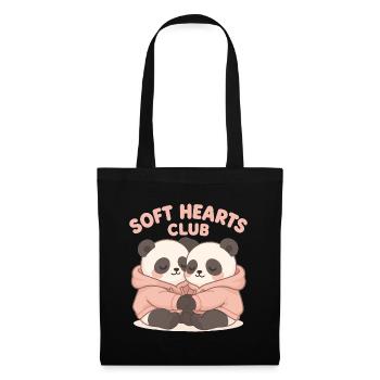 Mignons pandas en sweat à capuche – Art du club Soft Hearts - Sac en tissu - noir - Devant